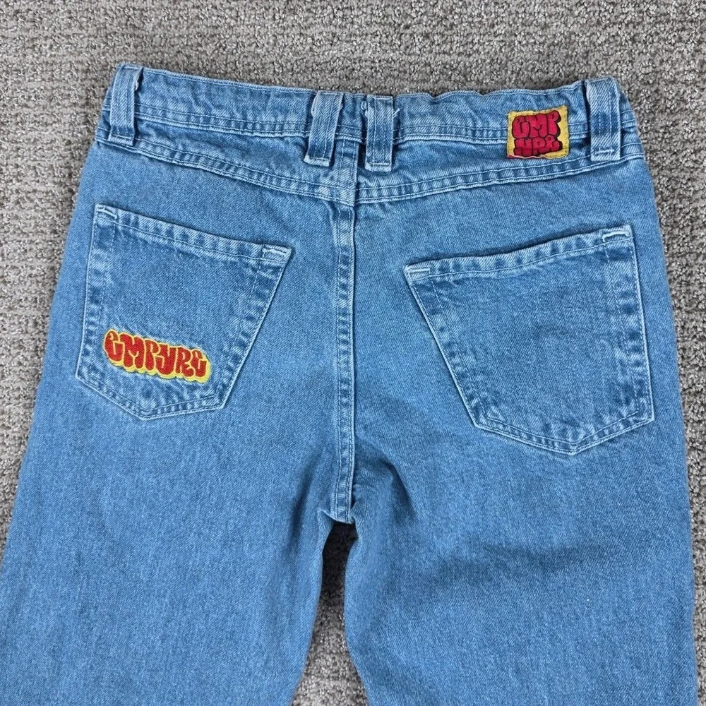 Empyre Mens‎ Blue Denim Straight Leg Jeans Size 28x26 Logo Embroidered